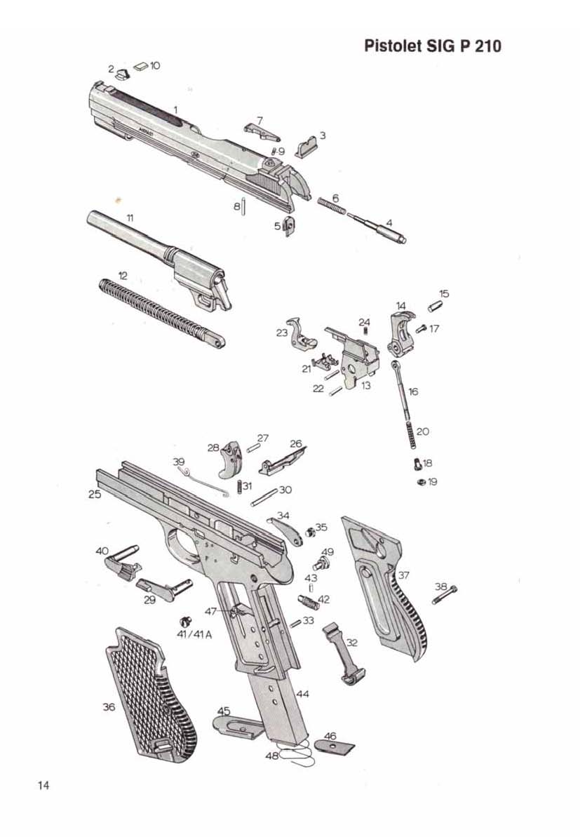 SIG P210 Pièces détachées - éclaté